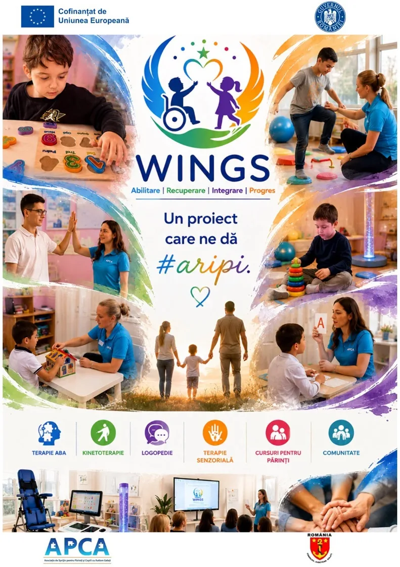 Proiectul „WINGS”. „Aripi” pentru cel puțin 131 de copii cu dizabilități din județul Galați