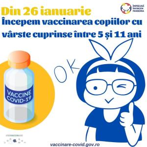 Începe vaccinarea copiilor până la 11 ani